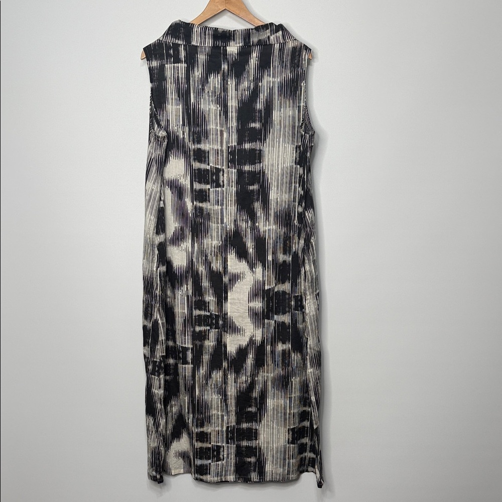 Bryn Walker Linen Blend Black and White Sleeveless Maxi Dress Size Medium - Picture 7 of 8